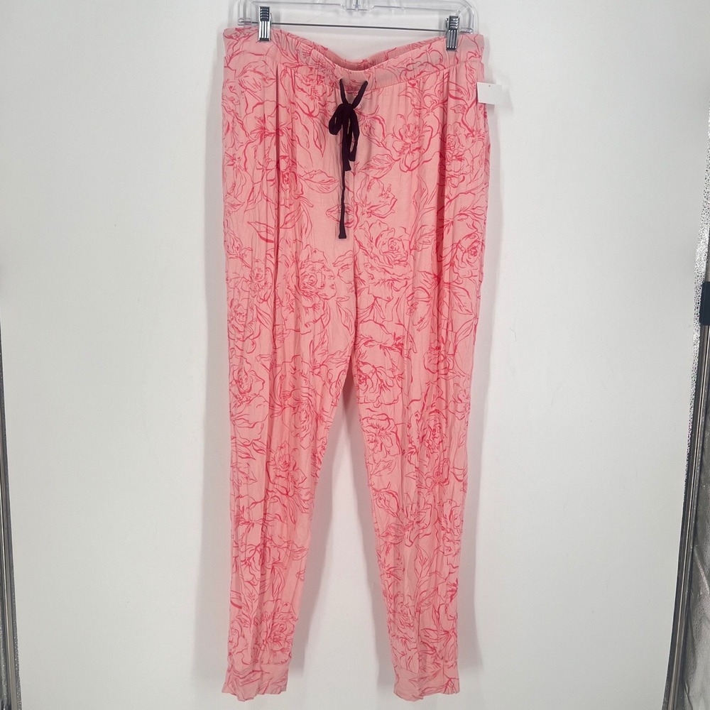 Sanctuary Womens Pink Floral Pajama Set Short Sleeve Top Long Pants NWT XL - Picture 5 of 15